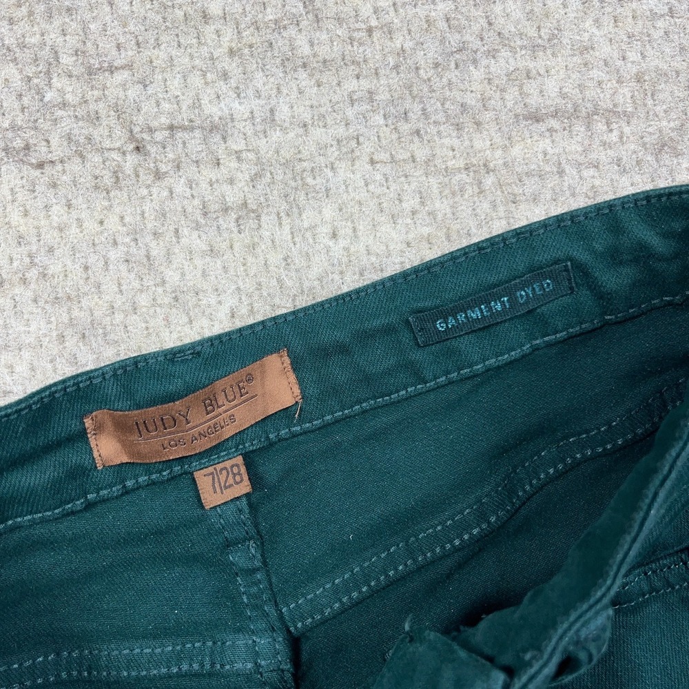 Judy Blue Jeans Women 7 28 Green Wide Leg Crop Tummy Control Garment Dyed - Picture 4 of 13